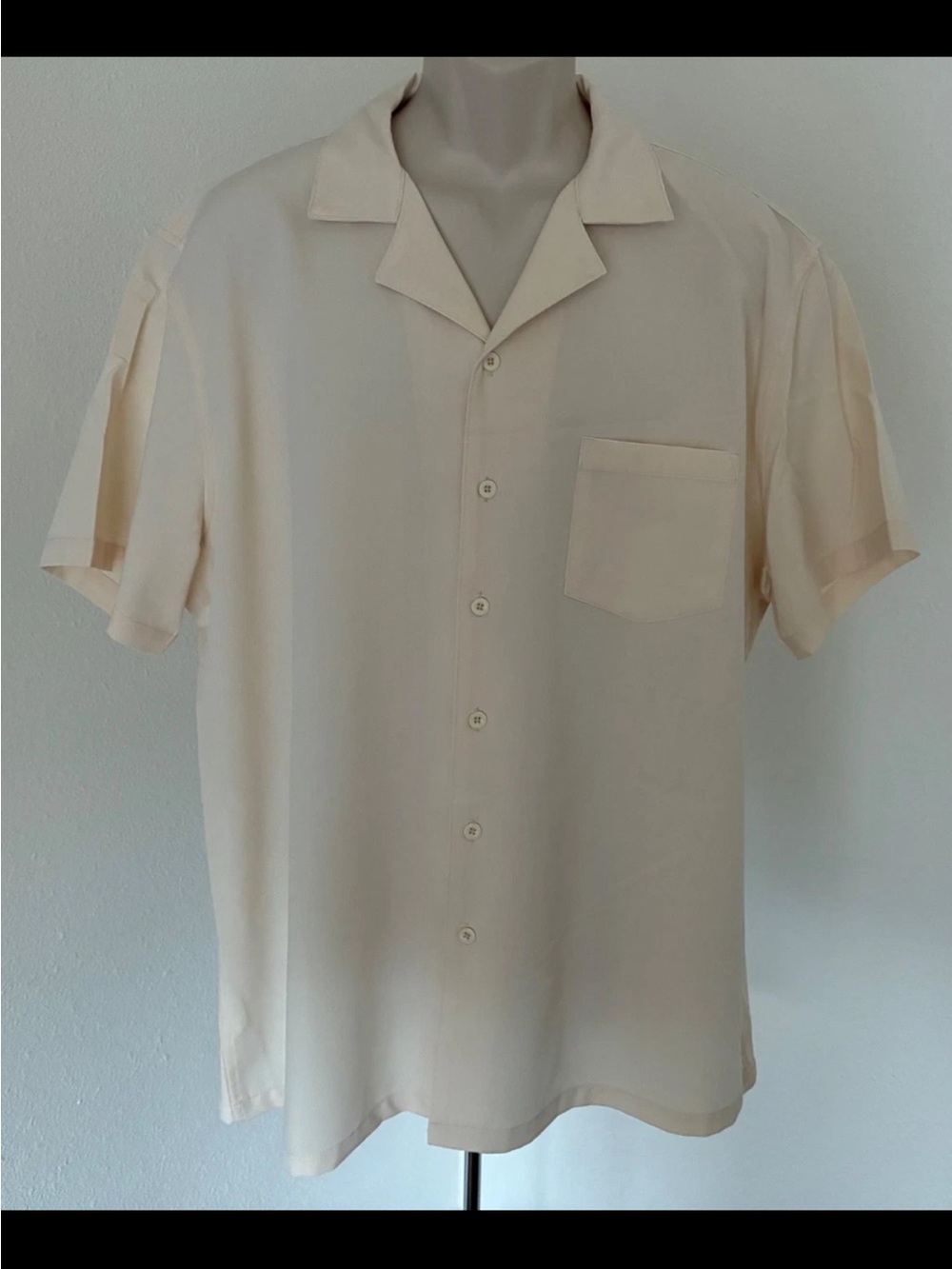 COOFANDY Mens Casual Resort Shirt Beige Button Down Short Sleeve Pocket Sz XXL